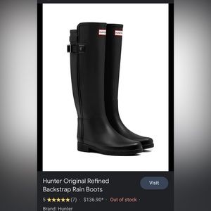 Black tall hunter rain boots
